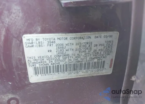 1998 Toyota Rav4 z USA, uszkodzony, nr VIN JT3HP10V4W0183951